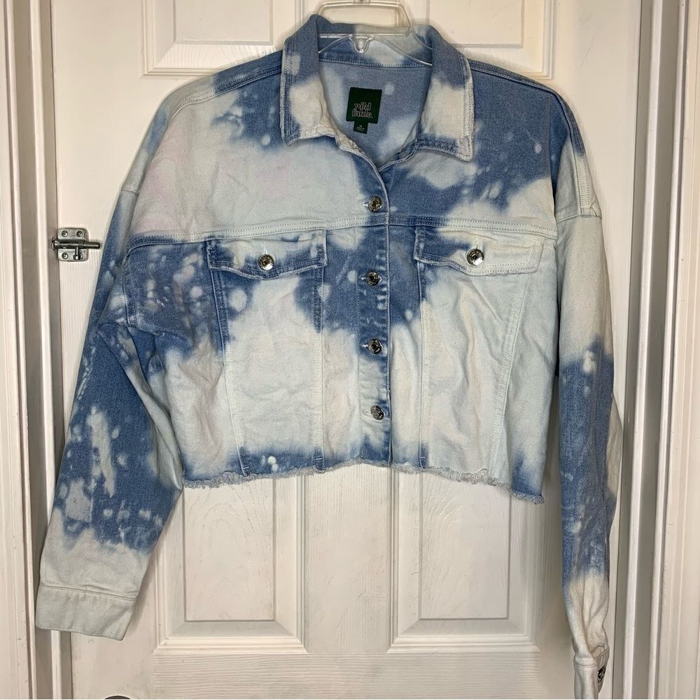 Wild Fable Stonewashed Crop Denim Jacket Size Medium